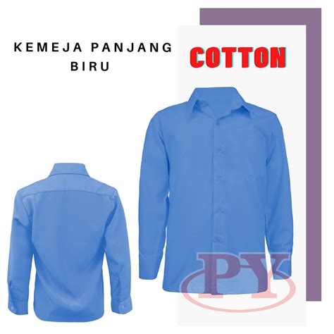 FH020 KEMEJA PENGAWAS LENGAN PANJANG BIRU COTTON Shopee Malaysia