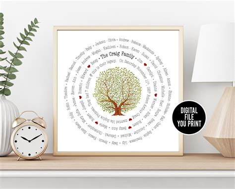 Family Tree Personalized Family Tree Printable Wall Art | Etsy