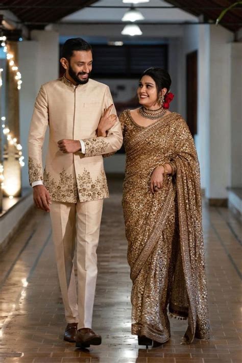 Stunning Golden Sequin Saree For A Glamorous Reception Look Bridal