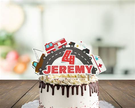 Personalized Rescue Vehicle Cake Topper Emergency Vehicle Fire Truck