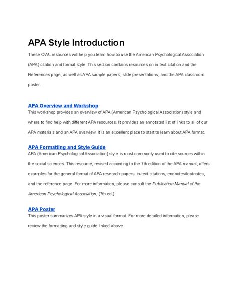 Apa Style Introduction Apa Style Introduction These Owl Resources