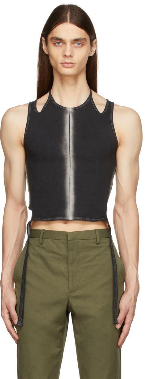 Dion Lee Black Sprayed Seam Halter Tie Tank Top SSENSE