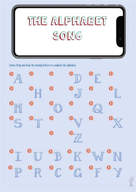 the alphabet song is displayed on a phone screen with an orange and ...