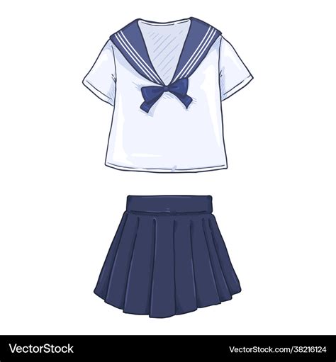 Cartoon japanese girl school uniform Royalty Free Vector