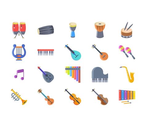 Conjunto De Iconos De Instrumentos Musicales Vector Premium