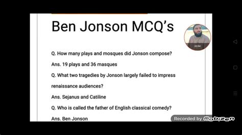 Ben Johnson MCQs Works YouTube