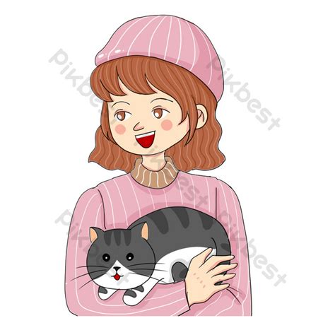 Cute Girl Holding Cat Free Elements Png Images Psd Free Download Pikbest