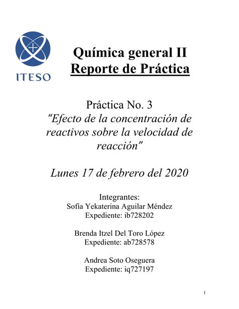 Pdf Qu Mica General Ii Reporte De Pr Ctica