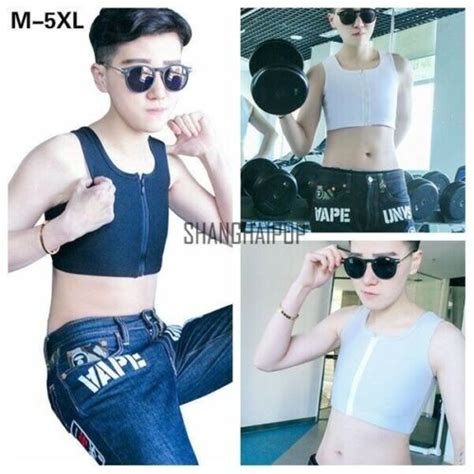 Lesbian Zip Breast Chest Binder FTM Crop Vest Tomboy Tank Top Bandage
