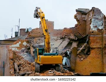 Bulldozer Destroys Old Building Concept Demolition Stock Photo 1650225142 | Shutterstock