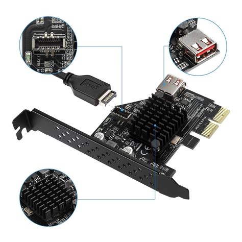 Asm3142 Chip 10gbps Usb3 1 Gen 2 Type E 20 Pin Expansion Card Usb 2 0 Pci Express 3 0 X2 Adapter