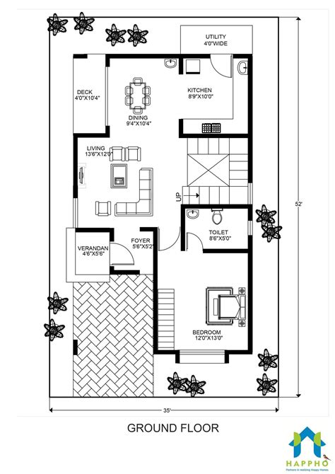 X House Plan West Facing Bhk Plan Happho