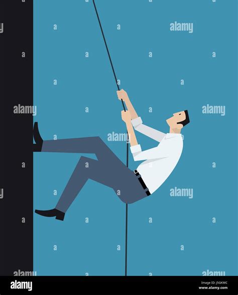 Man Climbs The Wall Using Rope Stock Vector Image And Art Alamy