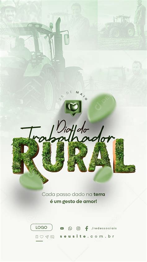 Story Dia do Trabalhador Rural 25 de Maio Social Media PSD Editável