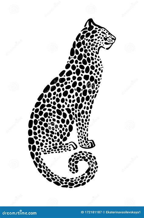 Jaguar Spotted Silhouette In A Jump. Vector Wildcat Animal Graphic ...