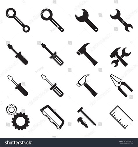 Construction Tools Collection Vector Illustration Symbol Stock Vector Royalty Free 302580152