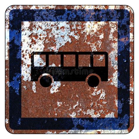 Old Grunge Eu Road Sign Indication Sign Bus Stop Stock Illustration