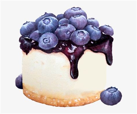 Food Cake Berries Cheesecake Watercolors Watercolor Blueberry Cake