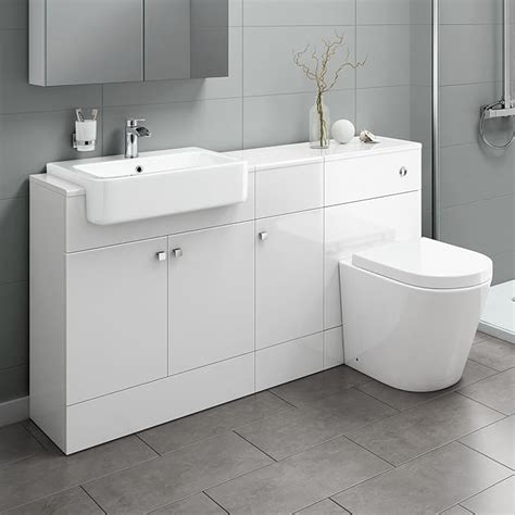 Mm Gloss White Combined Vanity Unit Close Coupled Toilet Bathroom