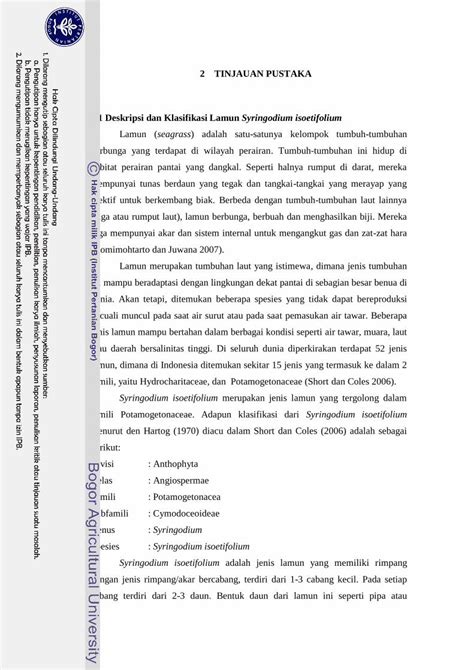 Pdf Tinjauan Pustaka Deskripsi Dan Klasifikasi Repository Ipb