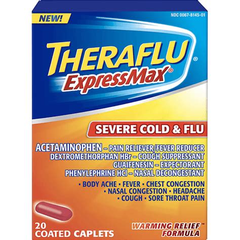 Theraflu Expressmax Severe Cold Flu Warming Relief Formula Coated