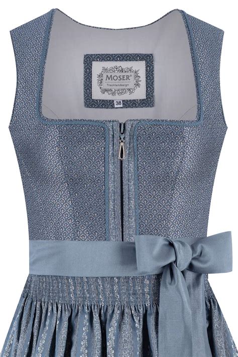 MOSER Dirndl Lang 85 Cm Blau Grau Lina 014178 MOSER Trachten