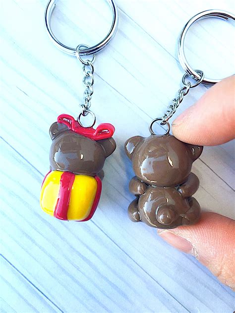 Cute Teddy Bear Keychains Polymer Clay Etsy