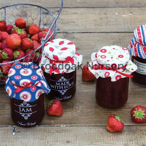 8 Fabric Jam Jar Covers Ribbons Bands Preserve Jam Pots Broadoak