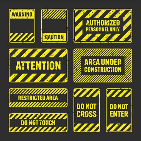 Premium Vector Various Yellow Grunge Warning Signs With Diagonal