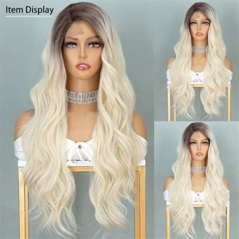 K Ryssma Platinum Blonde Wig With Dark Roots Natural Looking Ombre