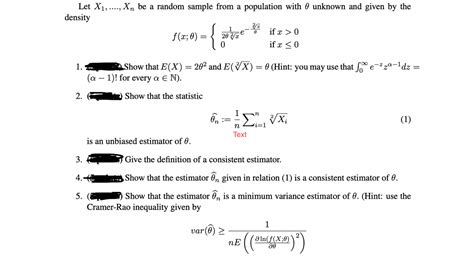 Answered Let X1 Xn Be A Random Sample Bartleby