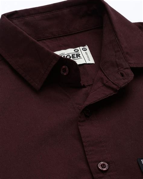 Buy Men's Maroon Cotton Shirt Online at Bewakoof