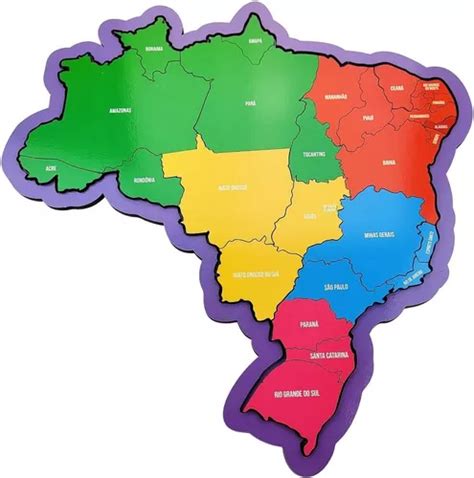 Quebra Cabeça Educativo Mapa Brasil Regiões Estados Capitais à venda em