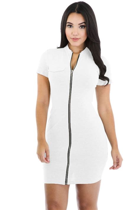 White Funky Zip Or Not Dress Modeshe Fashion Fashion Clothes