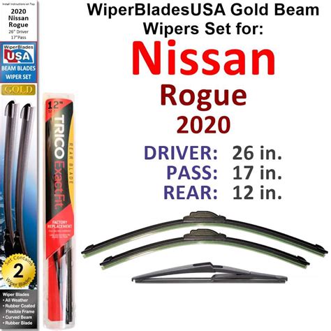 2020 Nissan Rogue Compatible Beam Wiper Blades Wipers Wbusa Set Of 3