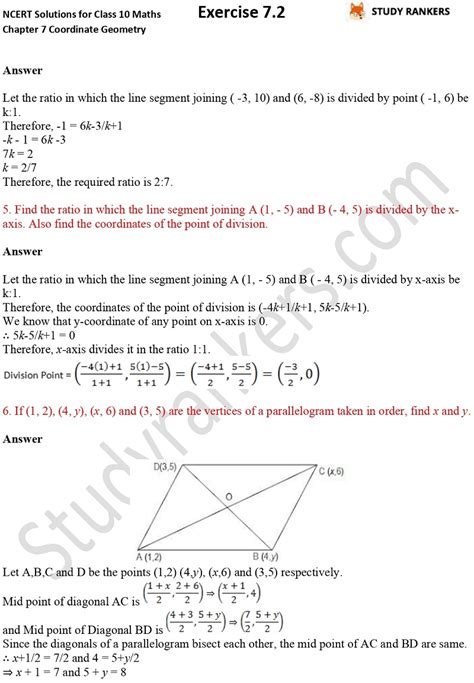 Ncert Solutions For Class Maths Chapter Coordinate Geometry