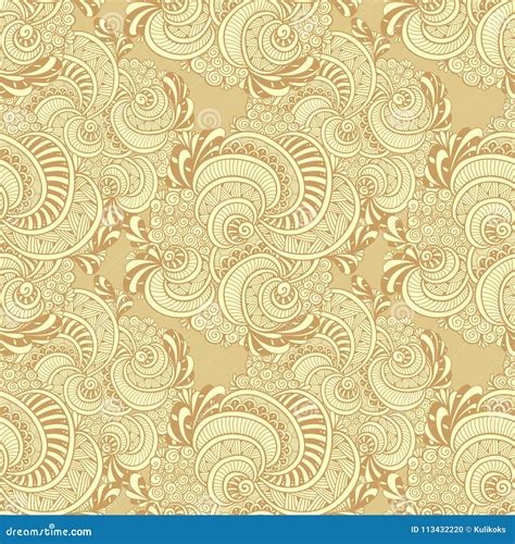 Abstract Zen Tangle Zen Doodle Marine Seamless Pattern Beige Stock