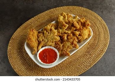 Crispy Fried Oyster Mushroom Jamur Krispi Stock Photo