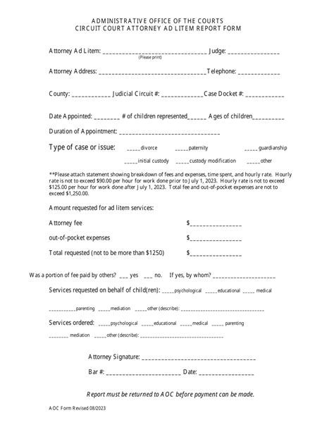 Arkansas Circuit Court Attorney Ad Litem Report Form Fill Out Sign