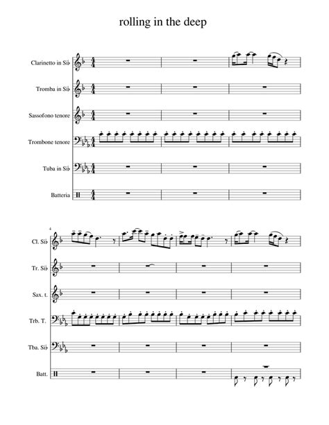 Rolling In The Deep Quintet Sheet Music For Tuba Trombone Tenor Clarinet In B Flat Saxophone