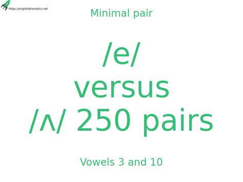 Minimal Pair Vowels 3 And 10 E Versus ʌ 250 Pairs