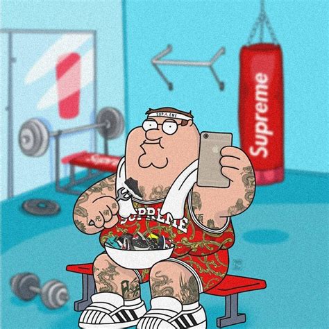 Supremed out Peter Griffin at the gym 😂 [👉 swipe to see process pics ...