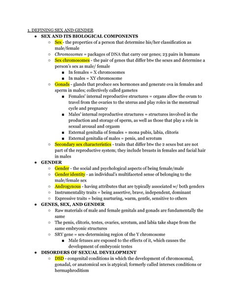 Gender Sex Personality 1 Defining Sex And Gender Sex And Its Biological Components Sex