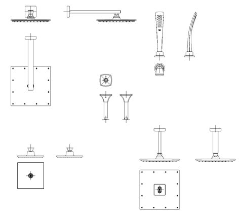 Diversas Duchas Fijas Dwg Bloque Cad Descarga Gratis