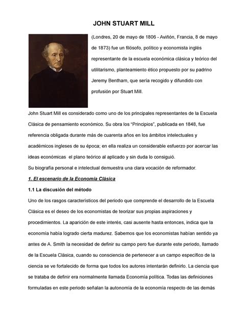 JOHN Stuart MILL JOHN STUART MILL Londres 20 De Mayo De 1806