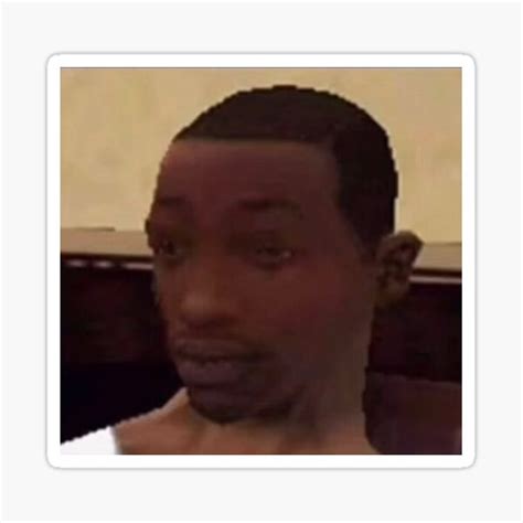 Carl Johnson Gta Reaction Meme Face Sticker For Sale By Exoticjam