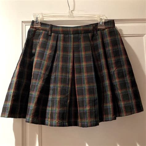 Hot Topic Skirts Hot Topic Black Rainbow Plaid Pleated Mini Skirt Sm Poshmark