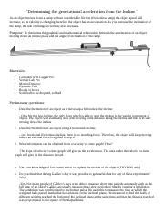 Lab Determining The Gravitational Acceleration From The Incline Docx