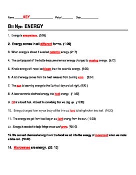 Bill Nye Video Worksheet Energy