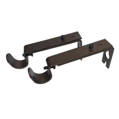 Supports Fixation Murale pour Tringle à Rideau Réglable 2x Marron